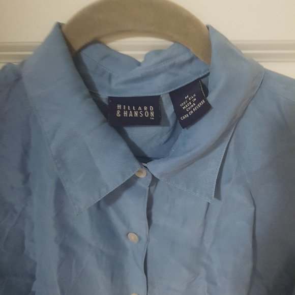 Hillard & Hanson Vintage Blue Silk Blouse (Medium) - Picture 2 of 2